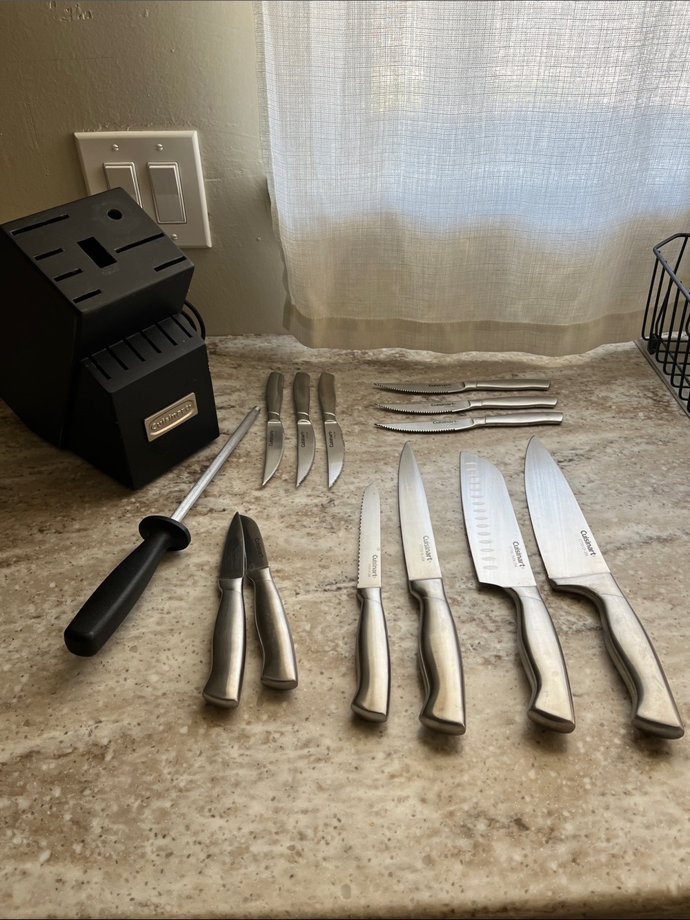 Cuisinart Black Knife Block Set with Silver Handles